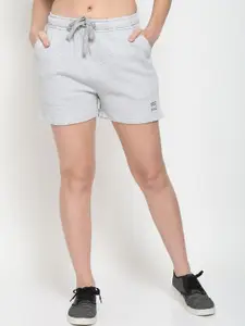UnaOne Women Grey Melange Outdoor Cotton Shorts