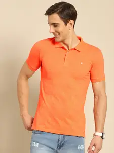 United Colors of Benetton Men Orange Polo Collar T-shirt