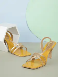 CORSICA Women Gold-Toned Solid Handcrafted  Slim Heels