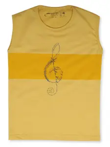 earth conscious Boys Yellow Colourblocked T-shirt