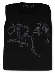 earth conscious Boys Charcoal Typography Printed T-shirt