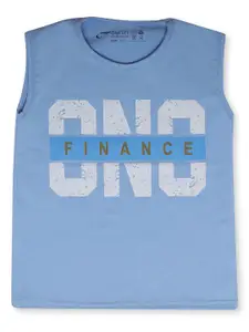 earth conscious Boys Blue & White Printed T-shirt