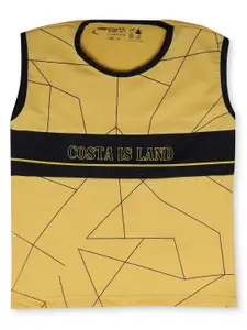 earth conscious Boys Yellow Typography Printed T-shirt