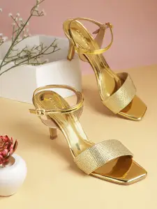 CORSICA Women Gold-Toned Stone Embellished Party Slim Heels