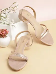 CORSICA Women Peach-Coloured Stone Embellished Party Block Heels
