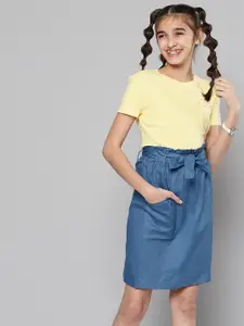 JUSTICE Girls Blue Solid Pure Cotton A-Line Skirt