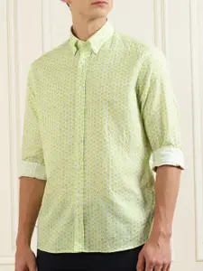 HACKETT LONDON Men Green Printed Cotton Casual Shirt