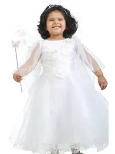 ahhaaaa Girls White Embellished Dress