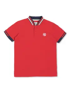 Pepe Jeans Boys Red Solid Collar Cotton T-shirt