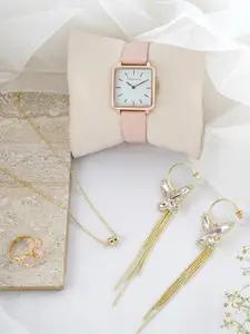 JOKER & WITCH Women White & Pink Watch & Jewelry Gift Set