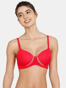 Zivame Red Lightly Padded & Non Wired Solid Bra