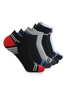 CRUSSET Men Pack of 6 Assorted Solid Cotton Ankle-Length Socks