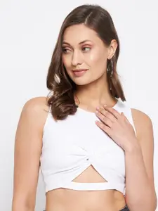 LE BOURGEOIS White Fitted Crop Top