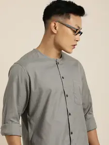 Taavi Men Grey Woven Legacy Slim Fit Casual Shirt
