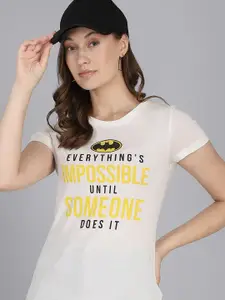Free Authority Women White Batman Featured Cotton T-shirt