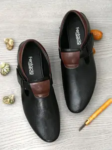 Fentacia Men Black & Brown Fisherman Sandals