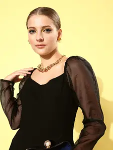 Marie Claire Women Classic Black Solid Volume Play Dress