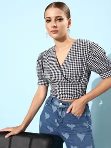 Marie Claire Classic Black Checked Volume Play Top