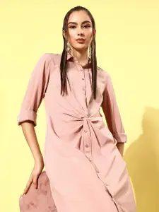 Rare Women Peach Solid Volume Play Dress