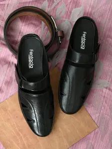 Fentacia Men Black Shoe-Style Sandals