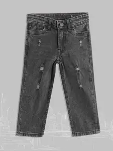 Allen Solly Junior Boys Black Skinny Fit Mildly Distressed Heavy Fade Stretchable Jeans