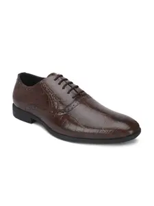 ALBERTO MORENO Men Brown Textured Formal Shoes