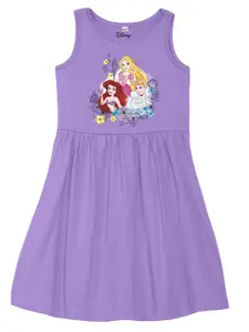 Disney by Wear Your Mind Girls Purple Printed Cotton Dress
