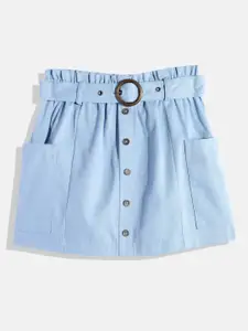 Allen Solly Junior Girls Pure Cotton A-Line Skirt with Belt
