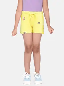 Allen Solly Junior Girls Yellow Conversational Printed Shorts