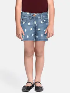 Allen Solly Junior Girls Blue Printed Denim Shorts