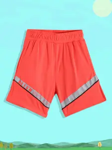 Allen Solly Junior Boys Coral Orange & Grey Striped Shorts