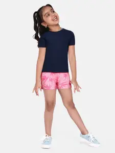 Allen Solly Junior Girls Pink Floral Printed Shorts