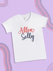 Allen Solly Junior Girls White Brand Logo Print T-shirt