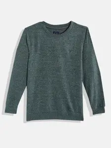 Allen Solly Junior Boys Olive Green Solid Round Neck Sweatshirt
