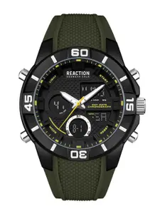 REACTION KENNETH COLE Men Black Dial & Green Wrap Around Straps Analogue and Digital Watch KRWGP2192101