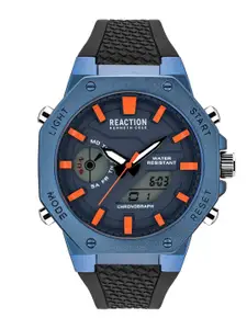 REACTION KENNETH COLE Men Blue Dial & Black Bracelet Style Straps Analogue and Digital Watch KRWGP2191703
