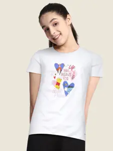 Allen Solly Junior Girls White Winnie The Pooh Printed Pure Cotton T-shirt