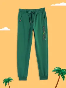 Allen Solly Junior Boys Green Solid Regular Fit Mid-Rise Pure Cotton Joggers