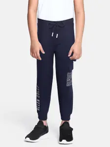 Allen Solly Junior Boys Navy Blue & White Brand Logo Print Pure Cotton Joggers