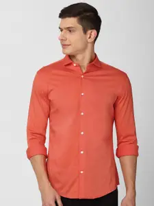 Peter England Men Red Slim Fit Cotton Casual Shirt