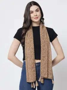 Trend Arrest Women Beige & Brown Animal Printed Scarf