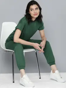 M&H Easy Women Green Solid T-shirt with Joggers
