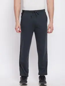 NEVA Men Grey & Black Solid Cotton Track Pants