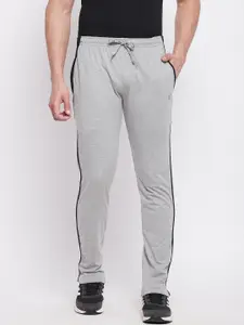 NEVA Men Grey Melange Solid Cotton Regular Track Pants