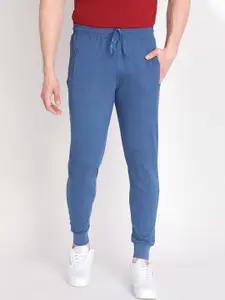 NEVA Men Denim Blue Solid Cotton Track Pants