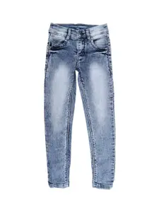 V-Mart Girls Blue High-Rise Classic Slim Fit Heavy Fade Cotton Jeans