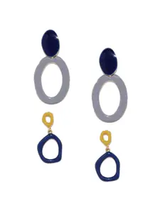 Blisscovered Pack Of 2 Blue & Gold-Toned Contemporary Drop Earrings