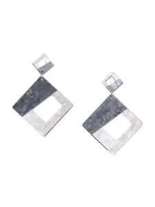 Blisscovered White & Grey Square Drop Earrings