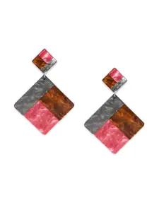 Blisscovered Pink & Grey Contemporary Drop Earrings