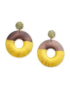 Blisscovered Yellow Circular Drop Earrings